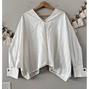Aeron Oversize Triangle Sleeve Top Boxy Dolman White Contemporary Designer 38